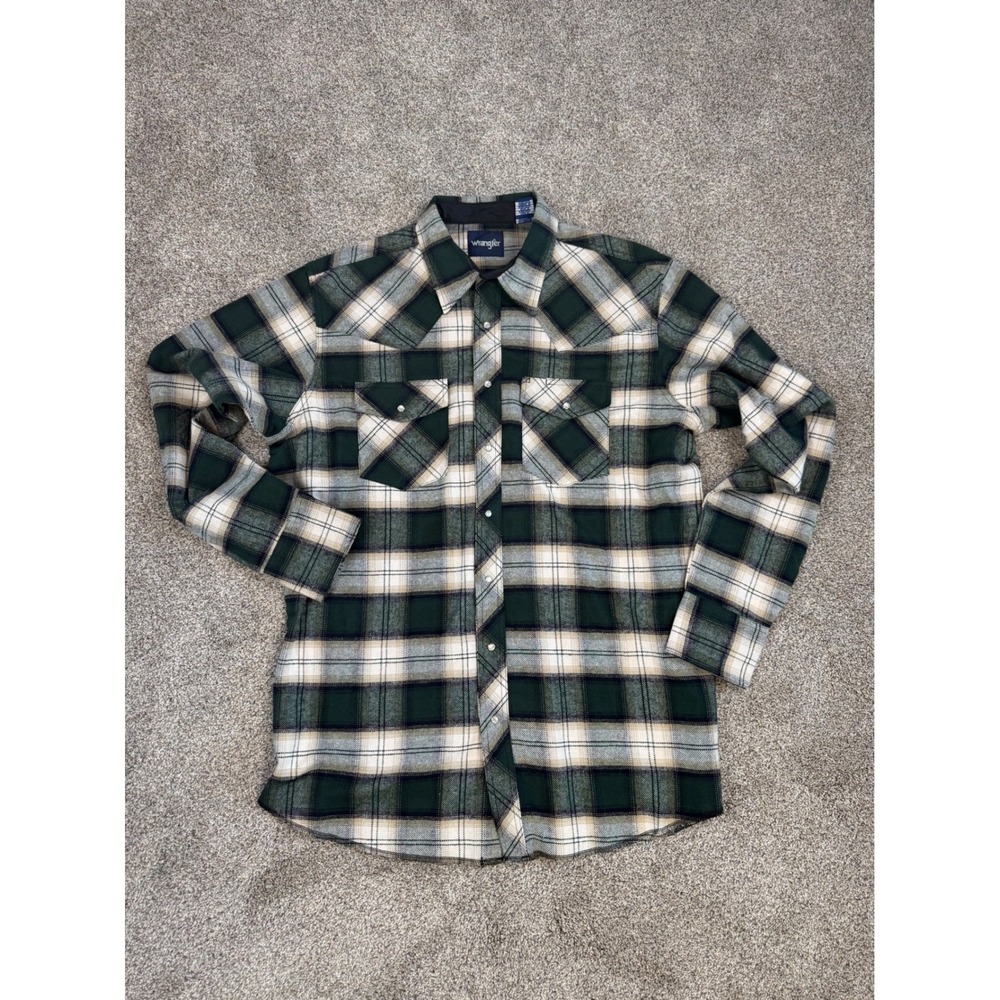 NWT Wrangler Mens Green Plaid Western Snap Flannel Shirt XLT Tall 1075273AA